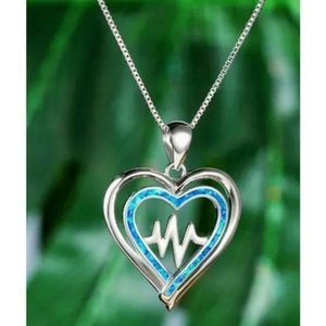Blue OPAL ON SILVER HEARTBEAT NECKLACE